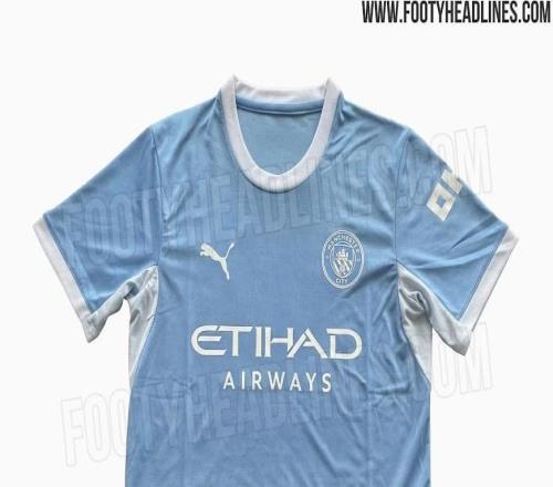 曼城2627赛季主场球衣谍照：白色队徽搭配蓝白渐变设计